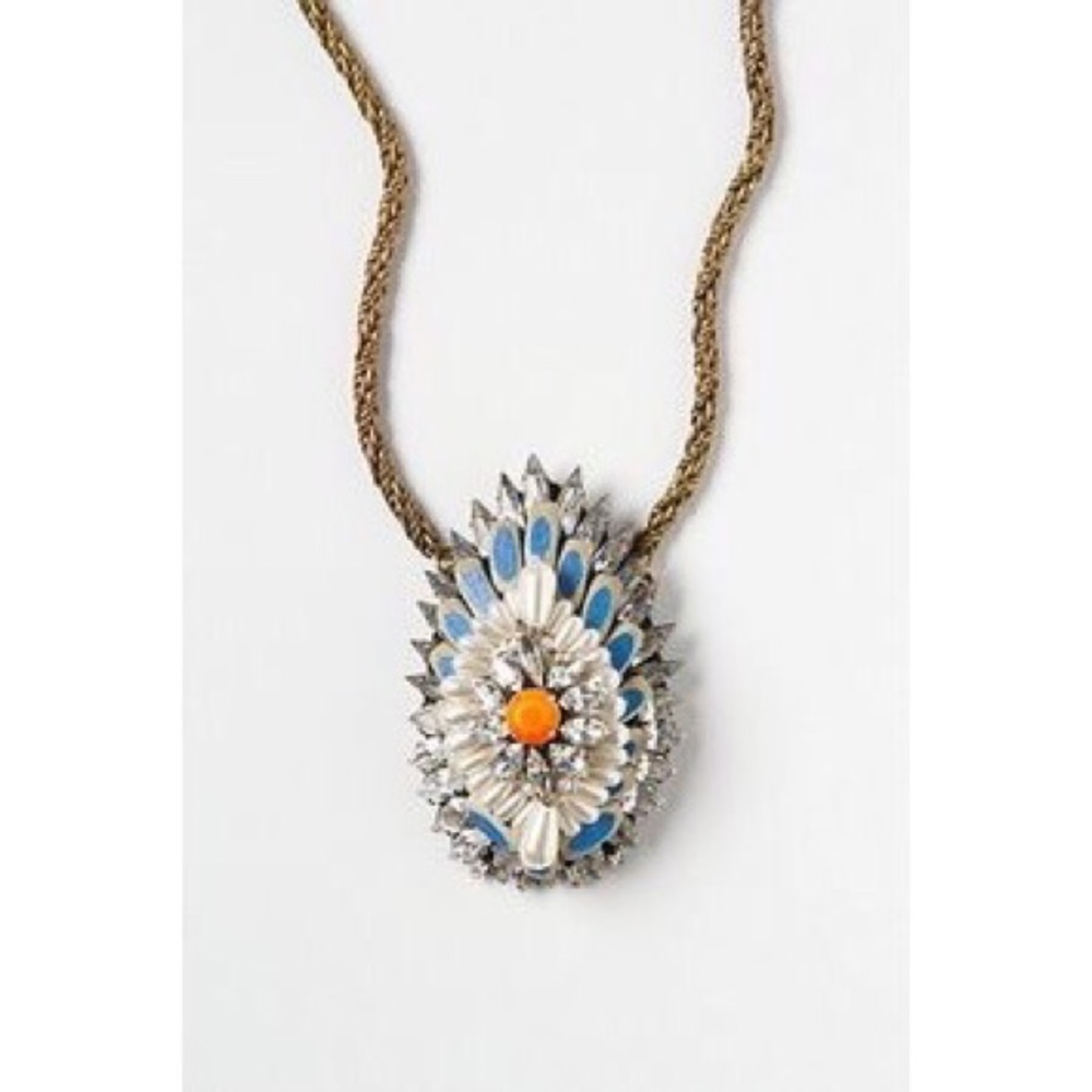 Anthropologie Jeweled Plumes Statement Necklace - Picture 4 of 8